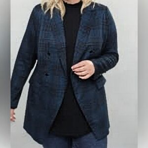 Women's Navy Plaid Blazer